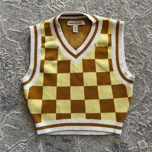 Urban Outfitters Yellow and Brown Checkered Vest